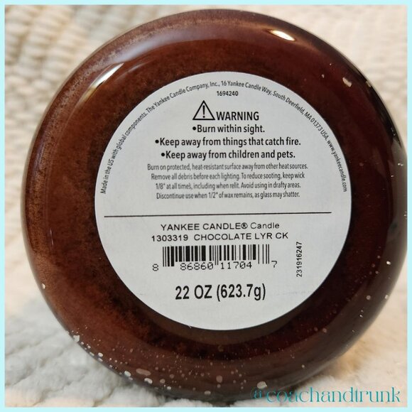 YANKEE CANDLE Chocolate Layer Cake 22 oz Large Jar Candle With Lid - Picture 4 of 6